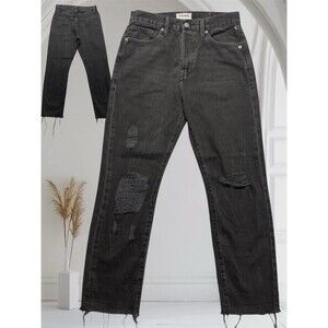 Frame Le Original Women's Buttonfly High-Rise Black Distressed Jeans Sz 26